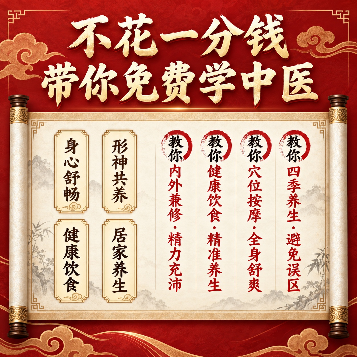 不花一分钱，带你免费学中医 · 课程四大权益